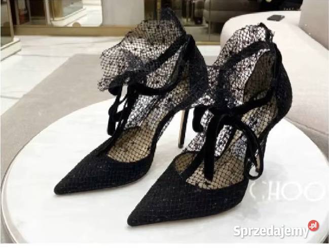 Czółenka z siateczką czarne z 3439 Świdnica