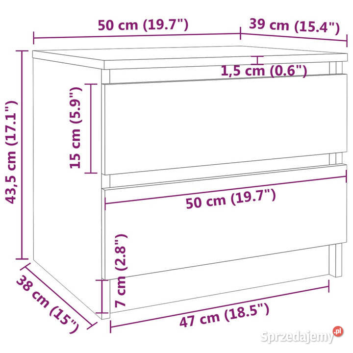 Szafka nocna przydymiony dąb 50x39x435 WM815822 mazowieckie Warszawa