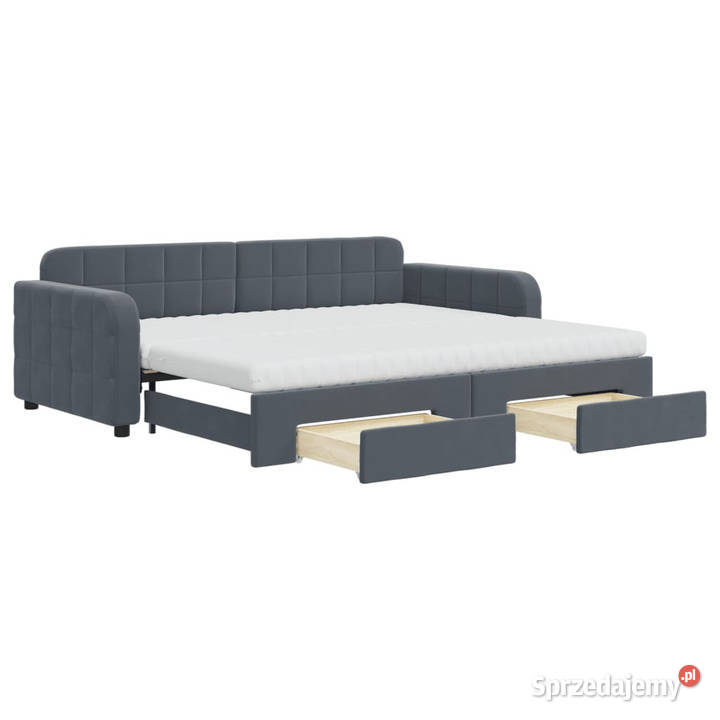 Sofa rozsuwana z szufladami ciemnoszara aksamit mazowieckie Warszawa