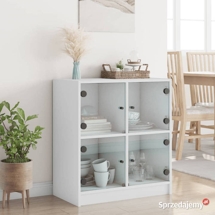 Szafka ze szklanymi drzwiami biała 68x37x755