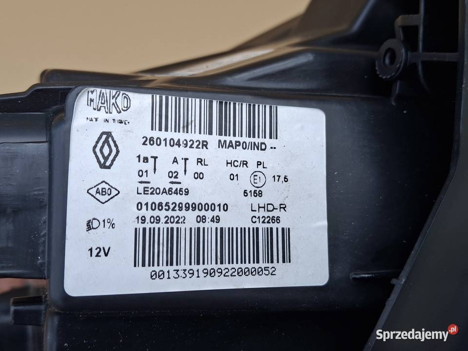 RENAULT CLIO 5 V REFLEKTOR PRAWY FULL LED LAMPA lubuskie