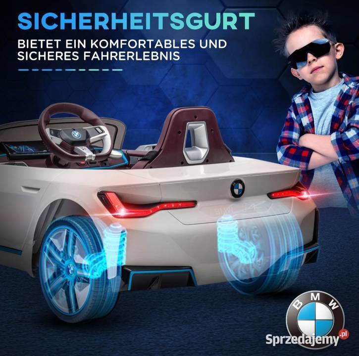 Auto BMW I4 akumulatorowe dzieci białe wysoka