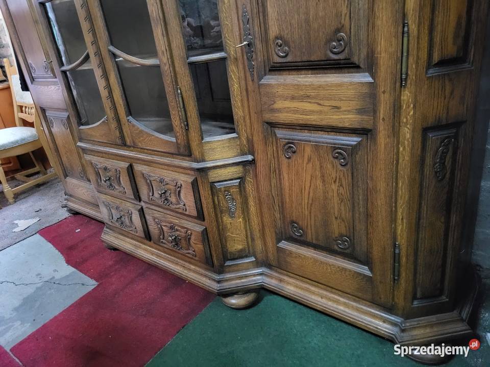 Piękny kredens dębowy lity ciemny dąb biblioteka 205cm Sypniewo