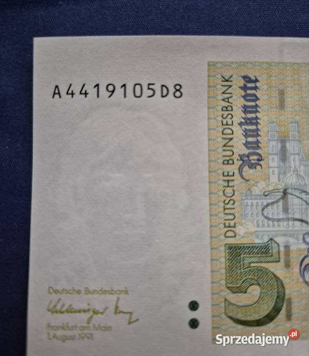 Niemcy RFN 5 marek 1991 banknot Numizmatyka Wałbrzych sprzedam