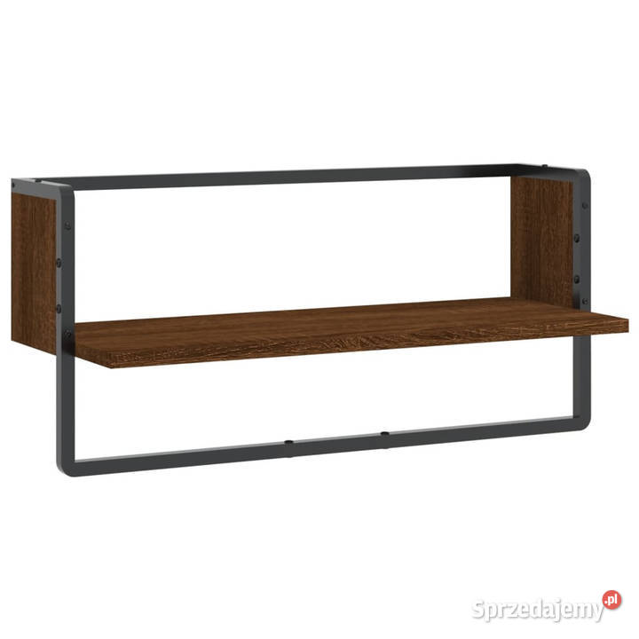 Półka ścienna z drążkiem brązowy dąb 65x25x30 sprzedam