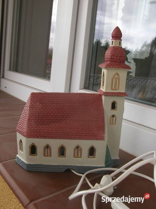 ceramiczna lampka domek kościółek