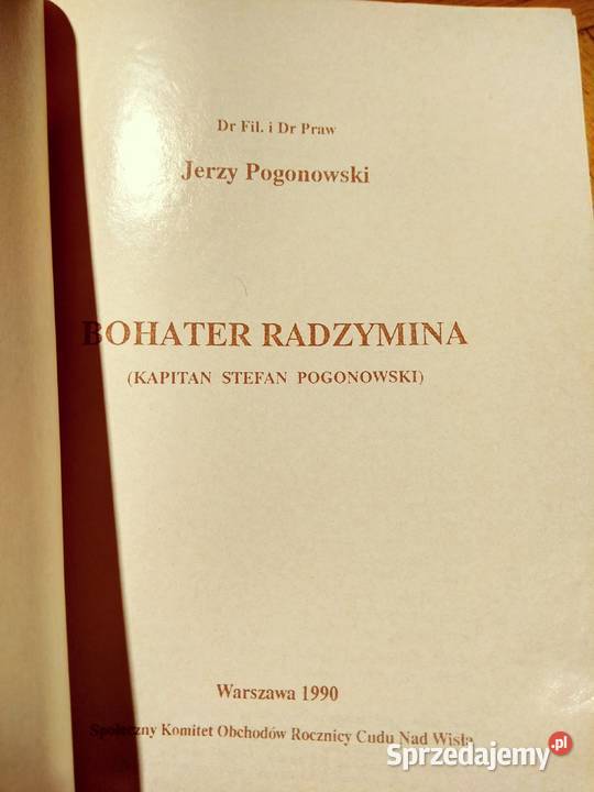 Bohater Radzymin Pogonowski książki unikaty Antykwariat Warszawa sprzedam