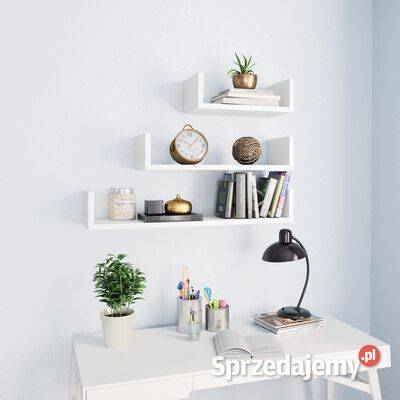 vidaXL Półki ścienne 3 białe materiał sprzedam
