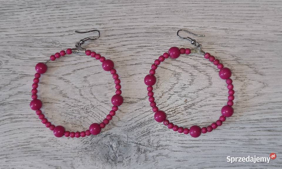 Kolczyki damskie różowe koraliki Kolczyki łódzkie Łódź