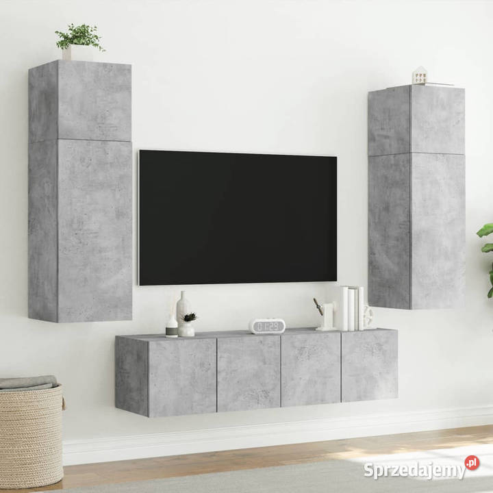 Ścienne szafki TV z LED 2 szarość betonu sprzedam