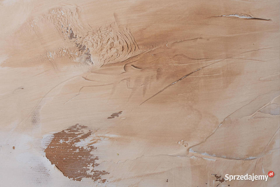 Abstrakcja strukturalna 90x90 Tynk i akryl na Poznań