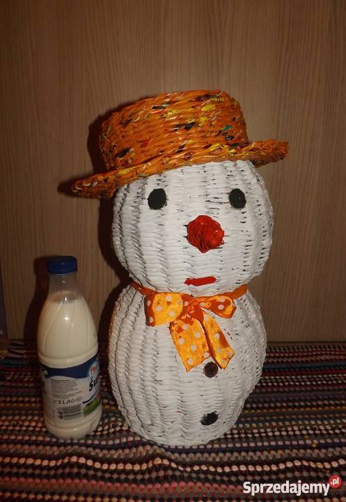 Koszyk bałwan w pomarańczowym kapeluszu wiklina lubelskie Lublin