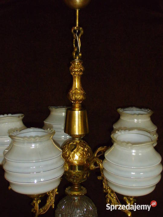 Żyrandol mosiężny 6 punktowy Bielawa