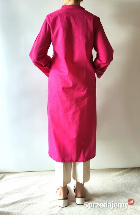 Nowa tunika indyjska różowa S 36 M 38 biały wzór Szczecin