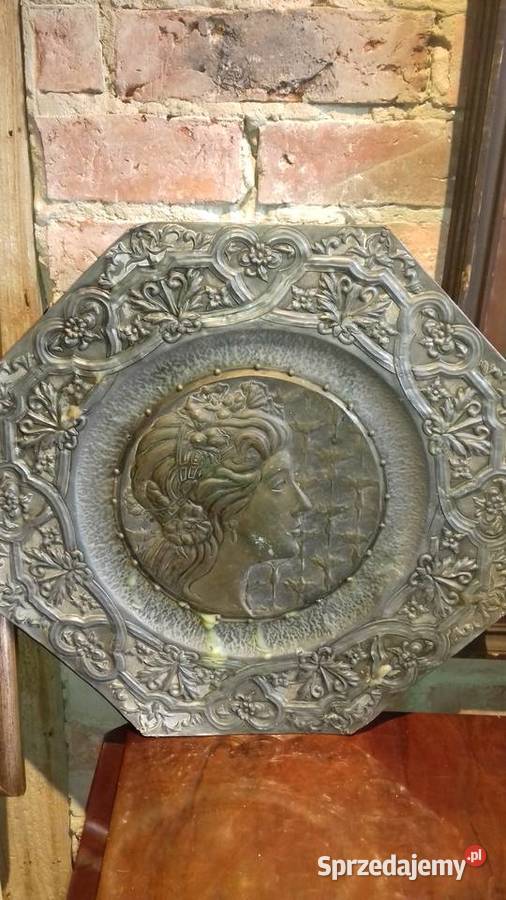 Tondo obraz secesja mosiądz cyna około 1900 Orneta sprzedam