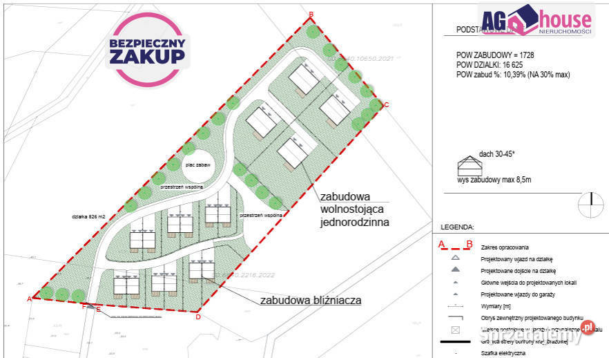 sprzedaży gruntu Mierzyno 16625m2