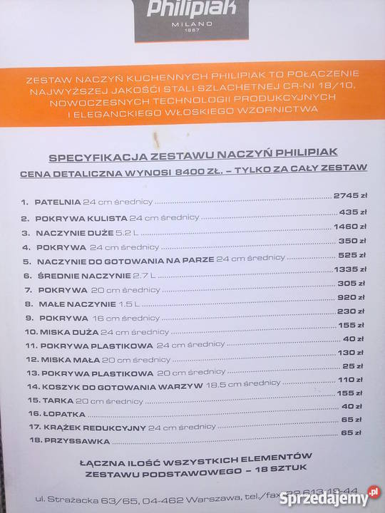 Zestaw naczyń kuchennych PHILIPIAKA Lublin