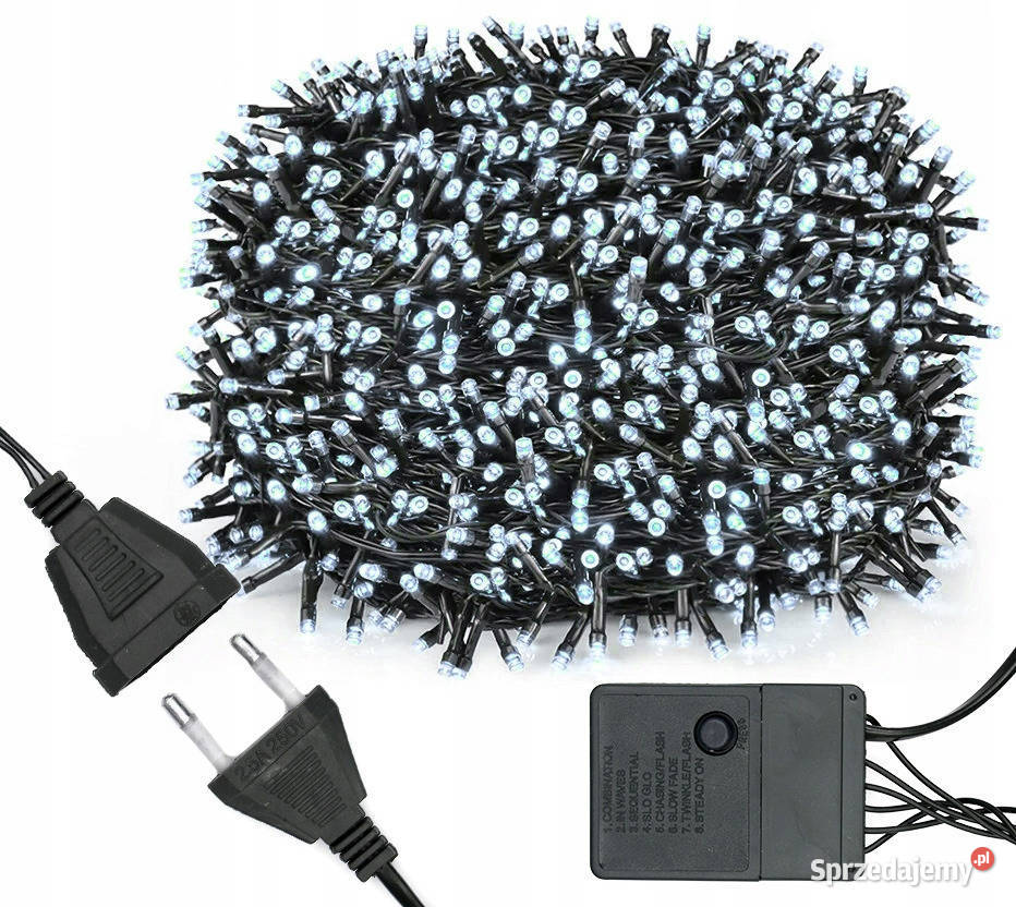 Lampki Girlanda 300LED Białe Zimne Programator Częstochowa