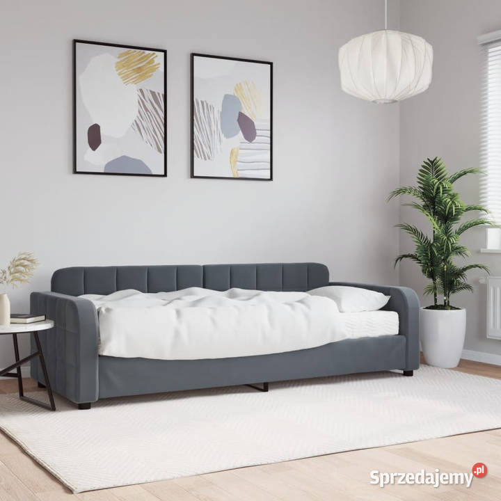 Sofa z materacem do spania ciemnoszara aksamit Warszawa