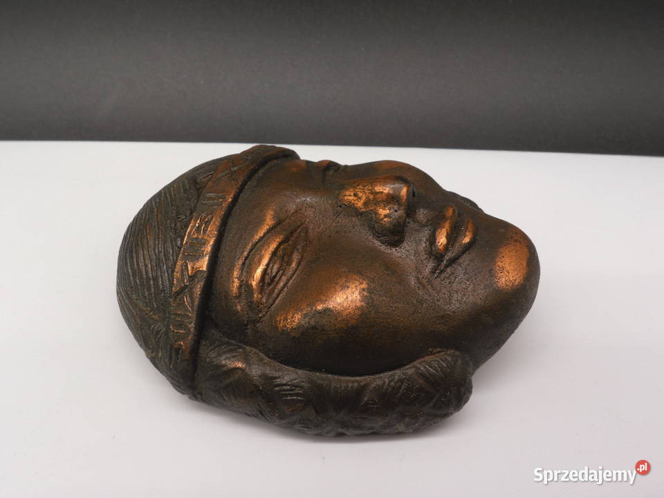 Stara maska ścienna Twarz Indianki plakieta Porcelana i szkło Raszków