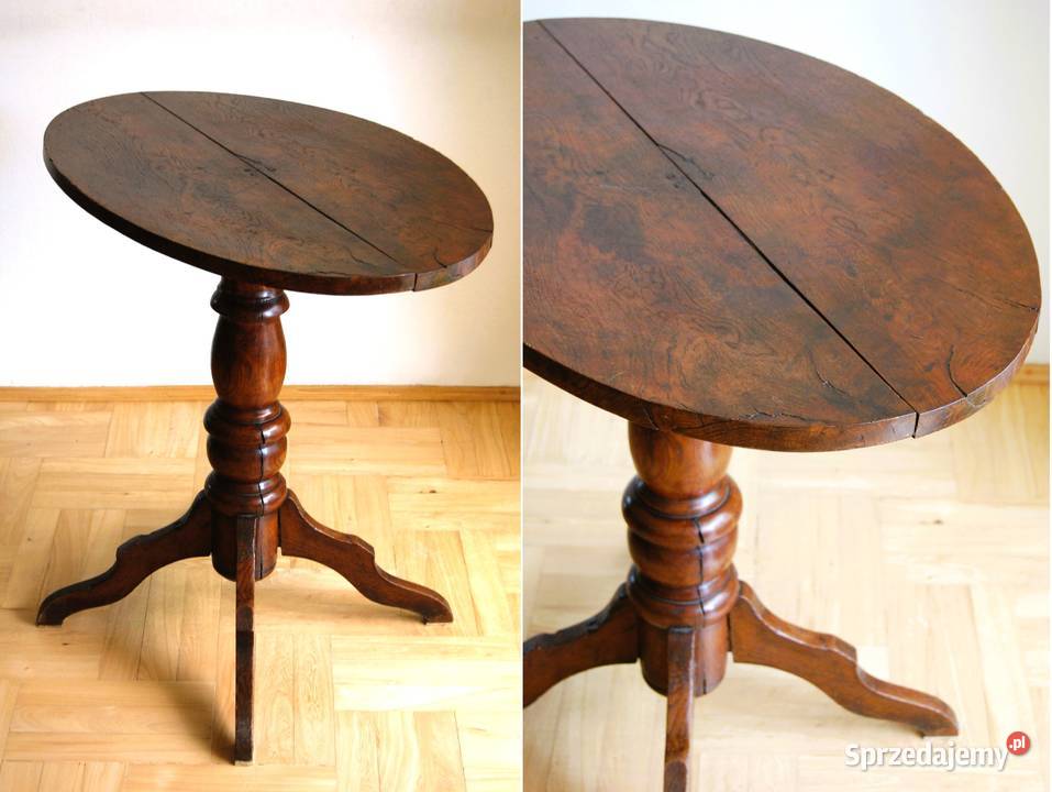 Przedwojenny stolik drewniany kawowy na jednej Stoliki kawowe i ławy Lublin