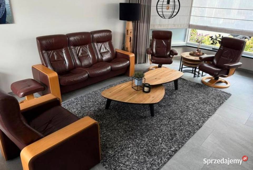 Piękny komplet wypoczynkowy skórzany na świętokrzyskie Sandomierz