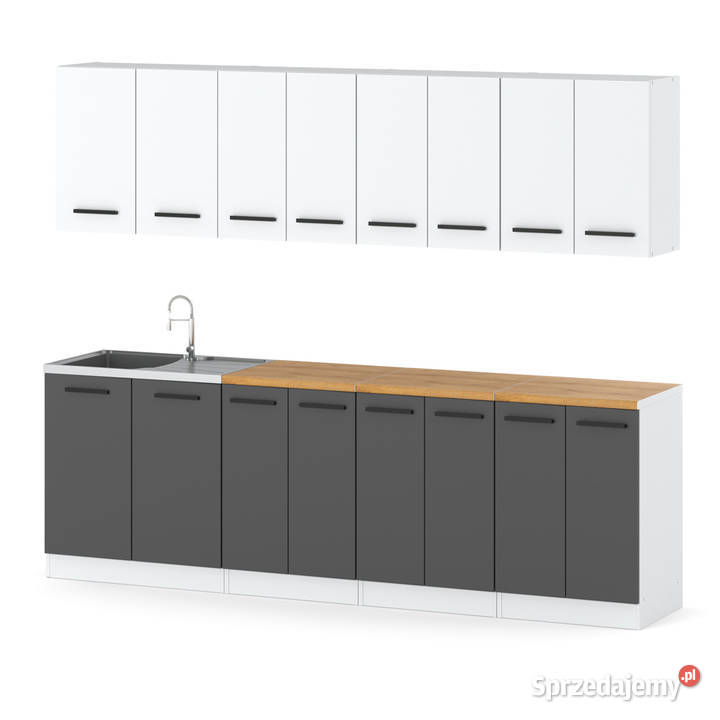 Meble Kuchenne Biało Szare Mat Zestaw Kuchenny Elbląg