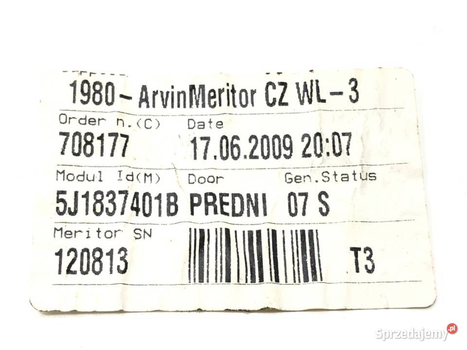 PODNOŚNIK SZYBY LEWY PRZÓD SKODA FABIA II