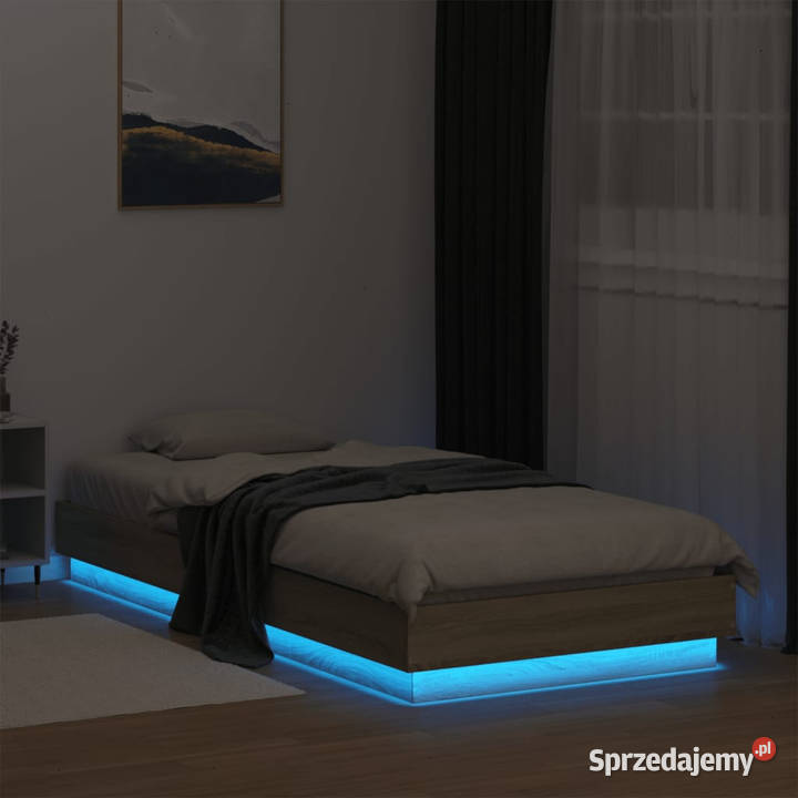 Rama łóżka z oświetleniem LED dąb sonoma 90x200 Warszawa
