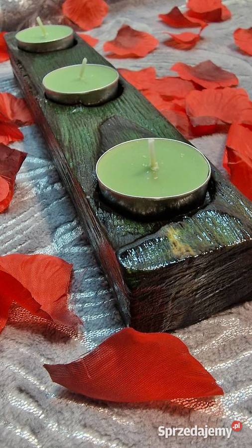 Świecznik świerkowy Shou Sugi Ban leśna zieleń warmińsko-mazurskie Sępopol sprzedam