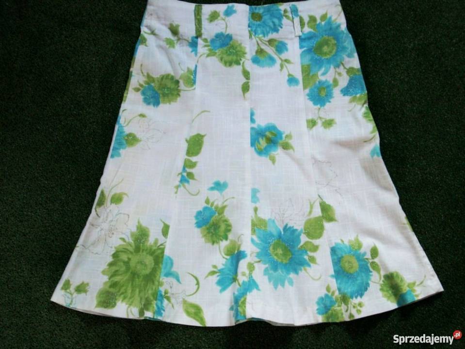 Biała spódnica Kwiaty j NOWA 32 34 Spódnice i sukienki