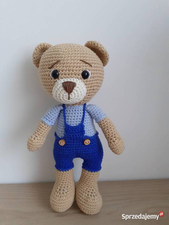 Miś zrobiony ręcznie z włóczki na szydełku Maskotki Kraków