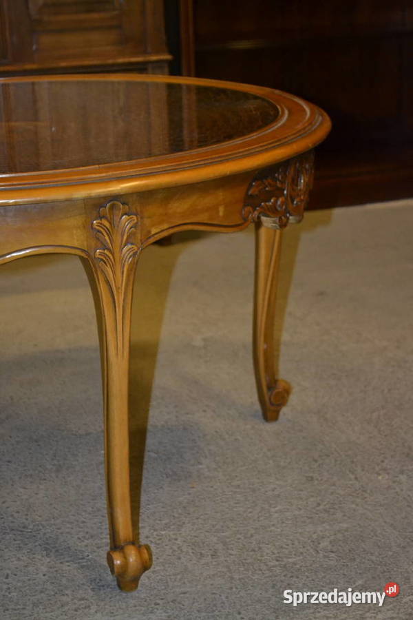 stolik ludwikowski rafia szkło śląskie Będzin