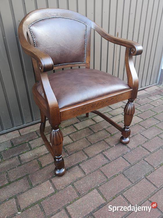 Stary Fotel Krzesło Dębowy Gabinetowy Antyk Swarzędz sprzedam
