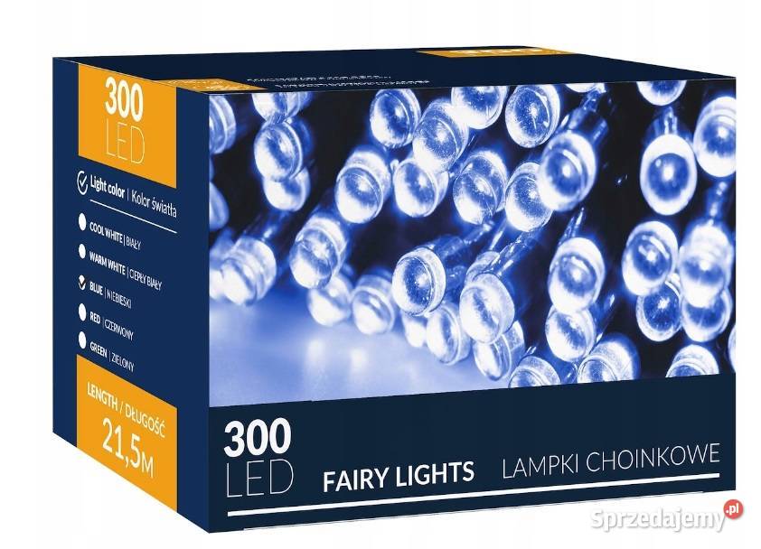 LAMPKI 300LED NA CHOINKĘ ZEWWEW NIEBIESKIE 215M Boże Narodzenie