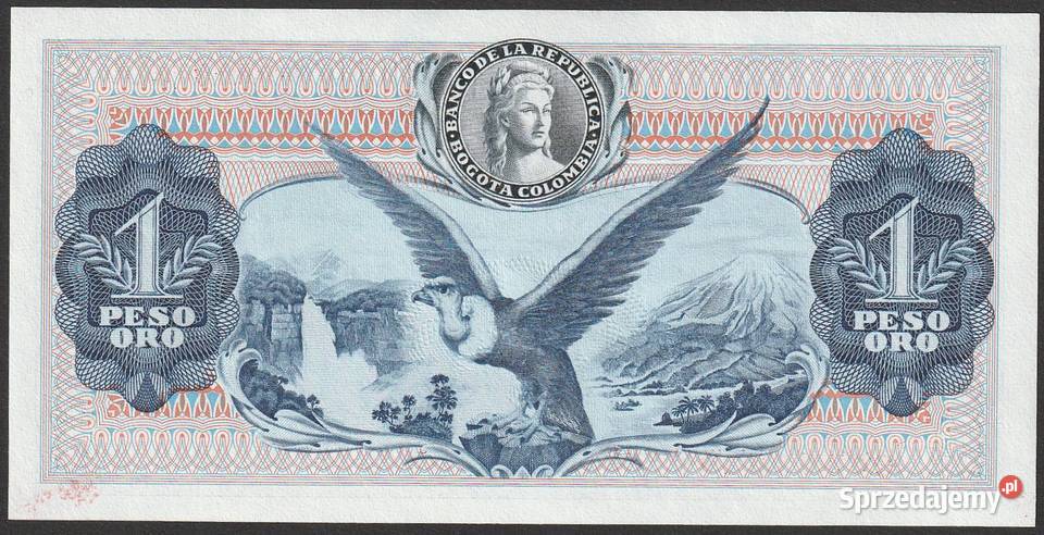 Kolumbia 1 peso 1974 STAN BANKOWY UNC Numizmatyka łódzkie Łódź sprzedam