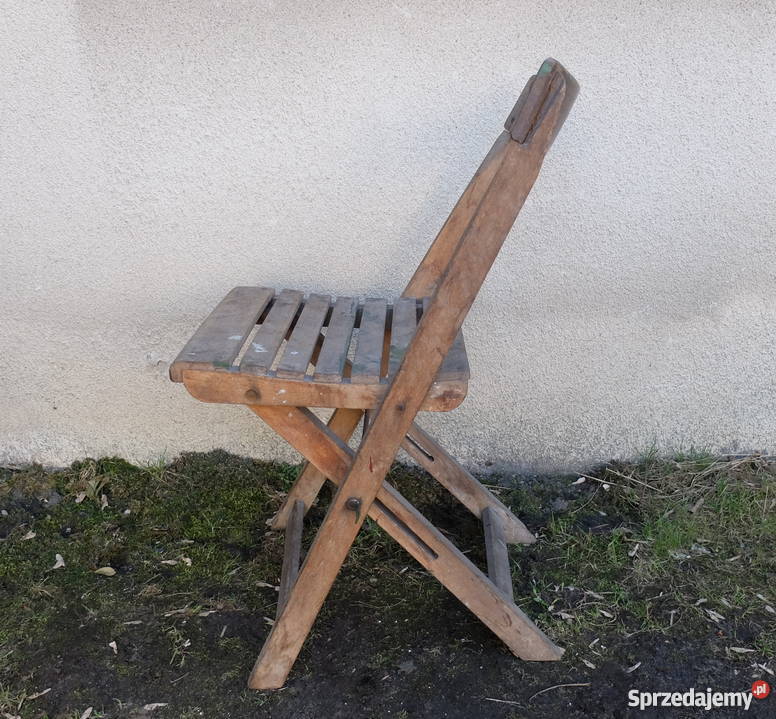 Stare drewniane krzesło składane 226 wielkopolskie Kościan