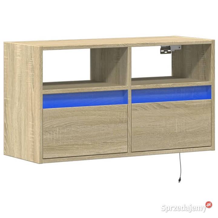 Ścienna szafka TV z LED dąb sonoma 80x31x45 Warszawa sprzedam