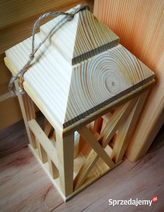 Latarenka drewniana lampion drewniany świecznik Dekoracje i ozdoby Radków sprzedam