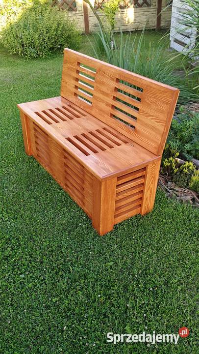 Skrzynia ze składanym odchylonym oparciem ławka