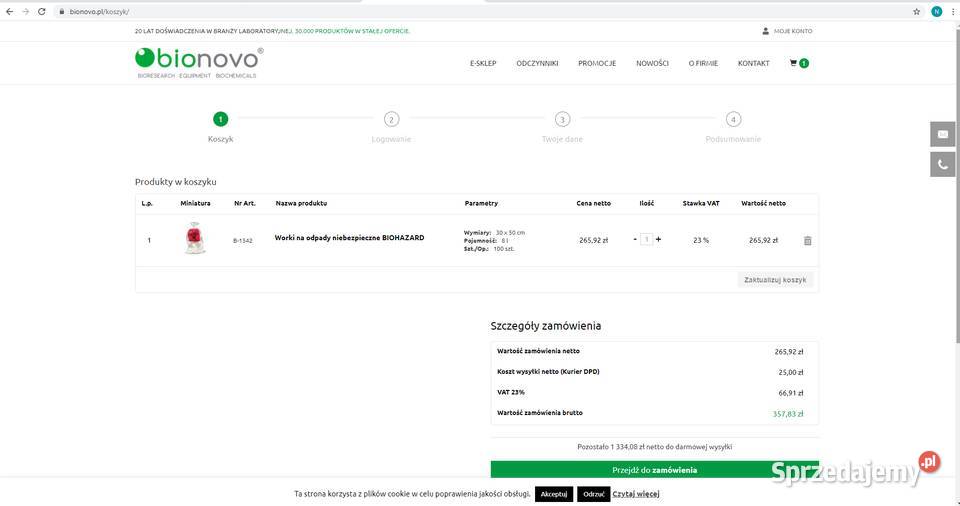 Worki jednorazowe na odpady biologiczne do
