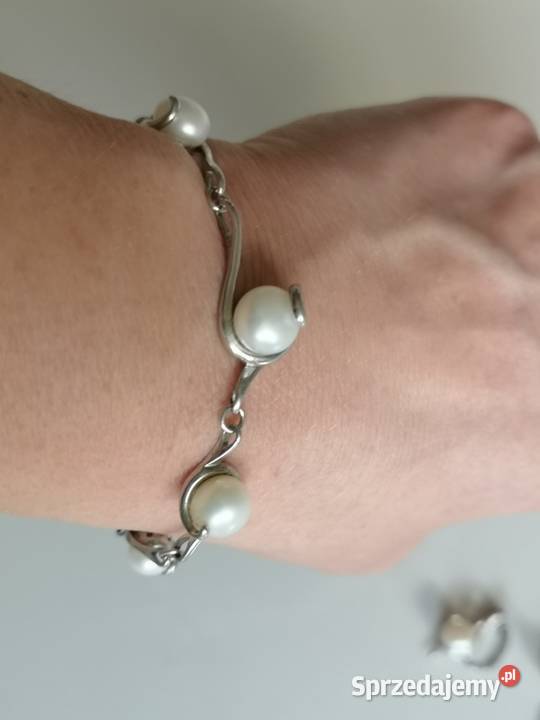 komplet biżuterii z perłami srebro Toruń