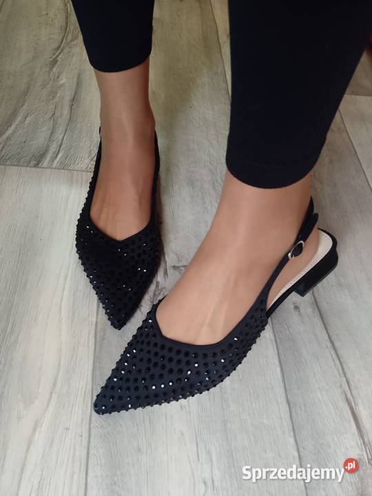 42 Czarne bogato zdobione czółenka wieczorowe z 27cm Kraków sprzedam