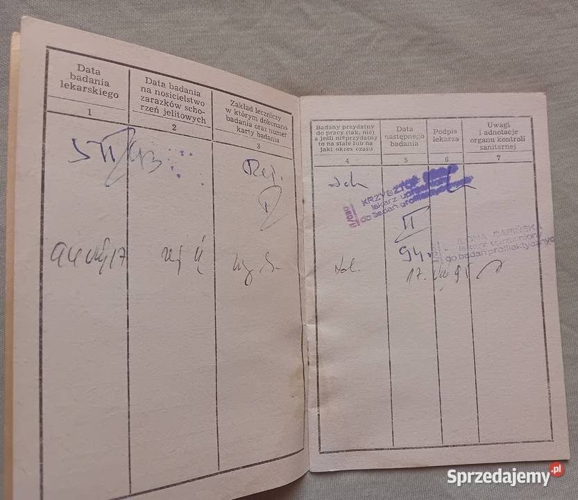 Pracownicza ksiażeczka zdrowia pracownik Koźminek