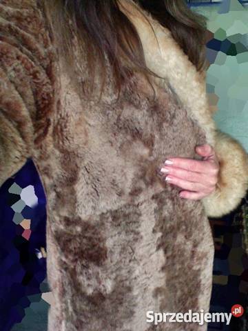 Naturalny kożuch pelisa damska miodowo beżowa Łódź sprzedam