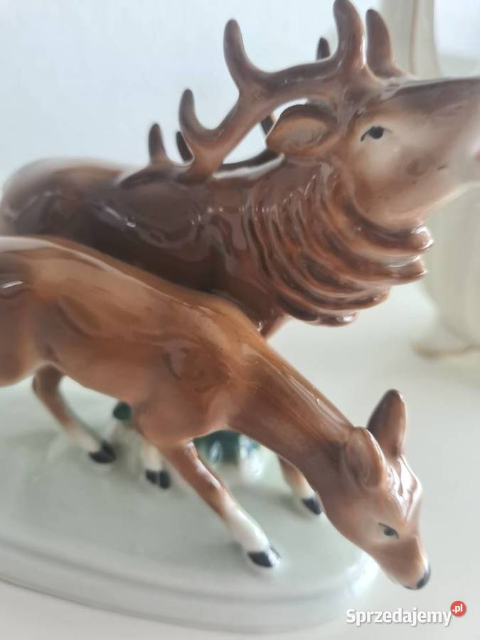 Sygnowana figurka jelenia motyw leśny Gorlice