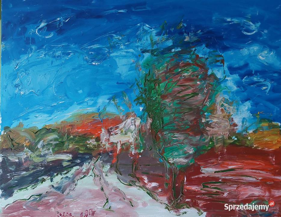 Pejzaż olej na płótnie Węgorzyno sprzedam