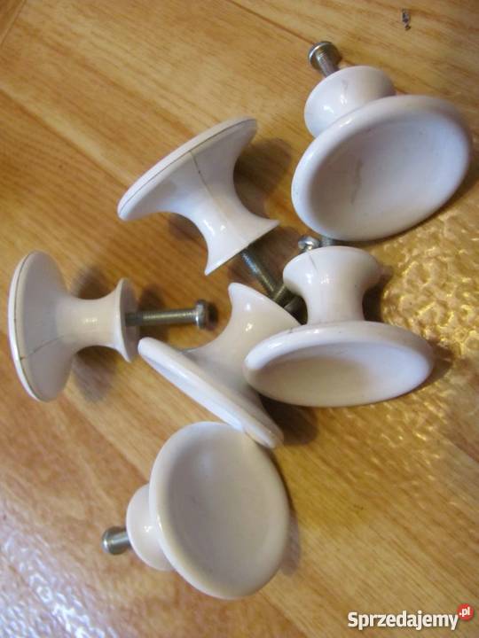 rączki uchwyty do szafek białe okrągłe Zamość