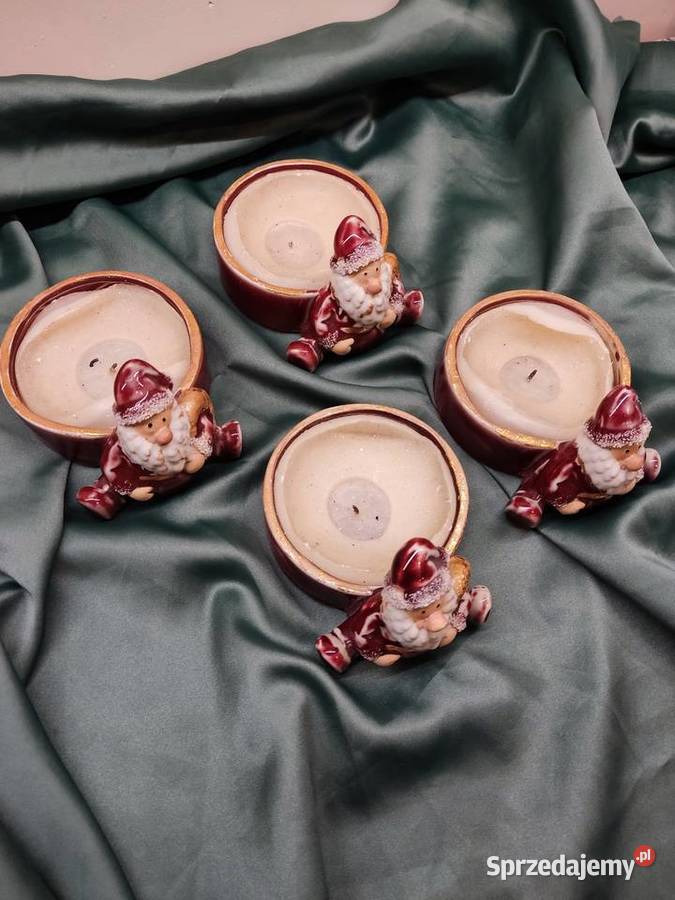 Świeczniki ceramiczne ze Świętym Mikołajem opolskie Głuchołazy