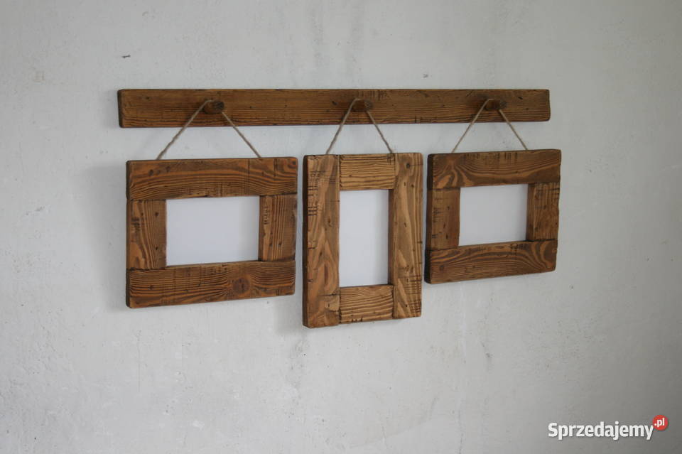 zestaw 3 drewnianych ramek na zdjęcia 10x15 na Mielec sprzedam